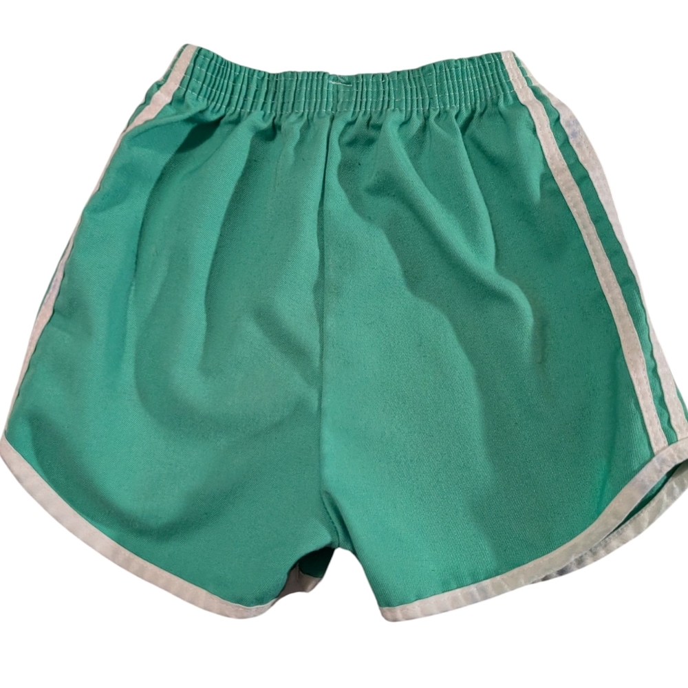 70s 80s vintage youth  athletic shorts‎ green white striped boys girls